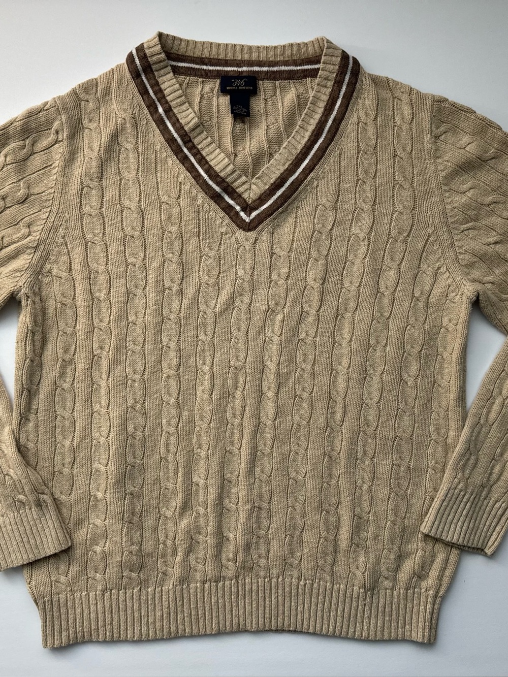 Brooks Brothers Vintage Inspired Grandpa Dad Collegiate Cable Knit Sweater